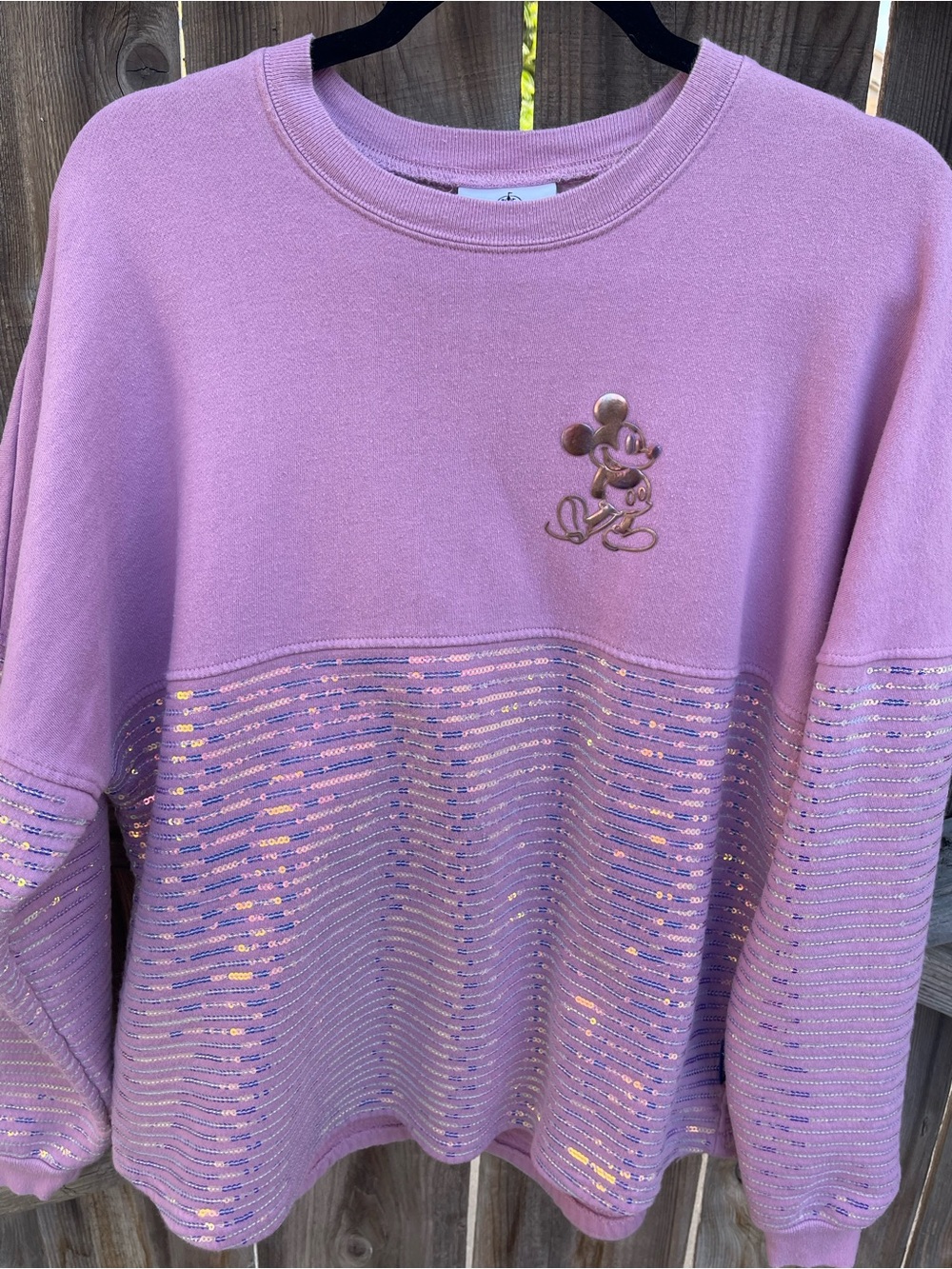 Disney Parks EARidescent Pink Sequined Spirit Jersey Walt Disney 50th Mauve L